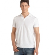 Simple style will still make you a standout in this slub polo shirt from Calvin Klein.