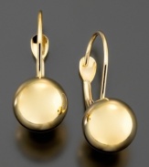 Round out your look with these versatile ball leverback earrings crafted in 14k gold. Approximate drop: 3/4 inch.