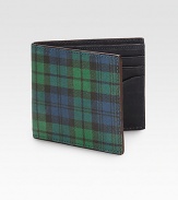 Using the tartan of a historic Scottish military guard, this leather wallet dresses up a classic wool fabrication.One bill compartmentSix card slotsLeather4W x 4HImported