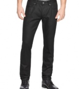 Dark territory. These black wash coated jeans add sleek style to your denim look.