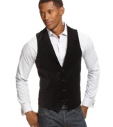 Style with swagger. Distinguish yourself in this plush velvet vest from Alfani RED.