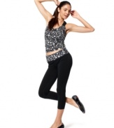 Get active in this easy crossback tank top from Ideology. A fun print adds style; a built-in shelf bra lends support!