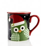 Add a new feathered friend to your holiday tradition with Christmas Cut-Outs Owl mugs. A cute face pops out of fun snowy scenes embossed on family-friendly earthenware.