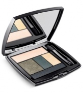 Infinitely luminous. Sensationally smooth. All-in-one 5 shadow palette to brighten eyes. Lancôme's versatile, all-in-one palette conveniently creates a full eye look for day or night. Experience the newest generation of luminosity as silky lustrous powders transparently wrap the skin, allowing a seamless layering of pure color for a silky sheen and radiant finish. Build with absolute precision and apply the shades in 5 simple steps (all over, lid, crease, highlighter and liner) to design your customized eye look. Contour, sculpt and lift in soft day colors or intensify with dramatic evening hues for smoldering smoky effects. Long wear, 8-hour formula.