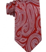 Polished paisley adds a finishing touch with this silk tie from Michael Kors.