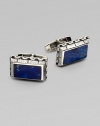 The perfect finishing touch for your smartest suit: A bold pair of semi-precious sterling silver cuff links.Lapis and onyx inlaysSterling silverAbout 1W X ½HImported