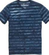 See right through you. Turn up your senses in this striped tee from Marc Ecko Cut & Sew.