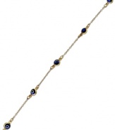 Ward off evil spirits and bring in loads of good luck. Studio Silver's Evil Eye bracelet features colorful stations crafted from glass. Chain and setting crafted in 18k gold over sterling silver. Approximate length: 7-1/2 inches.