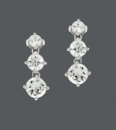 Prepare for an evening of elegance. These glam earrings by B. Brilliant feature three stations of sparkling cubic zirconias (3 ct. t.w.). Crafted in sterling silver. Approximate drop: 3/4 inch.