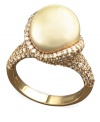 Opulent and ornate with sparkle to spare, EFFY Collection's luminous ring features a cultured golden South Sea pearl (11-1/2-12 mm) surrounded by round-cut diamonds (1-3/4 ct. t.w.). Crafted in 14k gold.