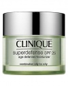 Superdefense SPF 25 Age Defense Moisturizer in Combination Oily to Oily. Skin's most complete defense against the visible signs of aging in a daily moisturizer. Arms it to fight the visible effects of emotional stress. Helps neutralizes UVA and UVB. 1.7 oz. 