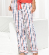 Colorful and bright. Nautica's Harbor View Plaid pajama pants are a cheerful way to lounge around.