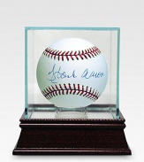 Though Henry Aaron's Hall of Fame career is often defined by his 755 career home runs, the story of Hammerin' Hank's baseball life runs much deeper. Aaron was a dominant all-around player during his time with the Braves and Brewers and remains one of the most collectible athletes of his generation. This baseball is hand signed by Aaron on the ball's sweet spot, an area reserved for autographs from the game's very best players.