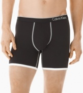 Get the coverage you need from the brand you love with these sleek and smooth stretch microfiber boxer briefs from Calvin Klein.