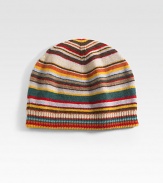 This lightweight striped beanie is the perfect topper to a stylish cold-weather ensemble.Ribbed knit trim35% viscose/29% lambswool/20% nylon/8% angora/8% cashmereDry cleanImported