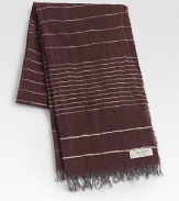 A delicate fringe outlines this luxurious scarf, shaped in a rich blend of cotton and linen, finished in a handsome, stripe pattern.Fringed ends21W x 64H50% wool/41% modal/9% cottonDry cleanMade in Italy