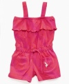 Start her early with a style all her own in this bright, patterned romper from Baby Phat.