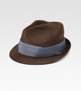 A classic fedora style with contrasting fabric band.90% paper/10% cottonBrim, about 1½Spot cleanMade in USA