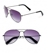 THE LOOKAviator style Metal framesBrow barContrast end pieces Signature case includedTHE COLORDark silvertone with grey gradient lensesORIGINImportedPlease note: Actual lens is darker than shown.This item was originally available for purchase at Saks Fifth Avenue OFF 5TH stores. 