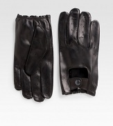 EXCLUSIVELY OURS. Created with heritage inspirations, this signature driving glove is crafted from the finest Italian leather, with perforations and a snap-button detail for a dose of luxury and long-lasting comfort.About 8 longLeatherDry cleanMade in Italy