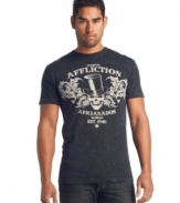 Pop on this t-shirt from Affliction and head out with your brew crew in totally cool casual style.