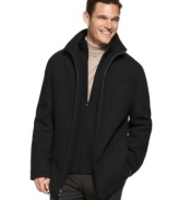 Driving around or out on the town, the classic outerwear silhouette of this Calvin Klein plush wool-blend car coat will keep you handsomely warm all season long.