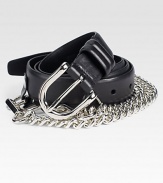 Shiny chain links and edgy stud detail defines this modern classic finished in rich Italian leather.LeatherAbout 1 wideMade in Italy