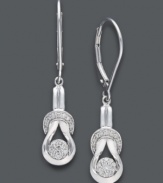 Match everlasting love with everlasting sparkle. Everlon's stunning knot-shaped earrings highlight dozens of round-cut diamonds (1/4 ct. t.w.) and diamond accents within a polished sterling silver setting. Leverback closure. Approximate drop: 1 inch.