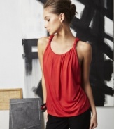 Twisted straps put a stylish spin on an otherwise simple doo.ri for Impulse tank -- the perfect outfit staple!