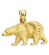 Embrace nature. This diamond-cut bear charm is crafted in 14k gold and is perfect for the girl who loves the outdoors. Chain not included. Approximate length: 7/10 inch. Approximate width: 9/10 inch.