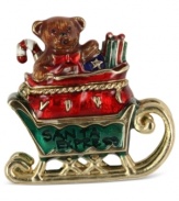 Your carriage of keepsakes awaits. This holiday box from Jones New York is crafted from mixed metal with colorful details bringing it to life. Approximate length: 2 inches. Approximate width: 1-3/4 inches.