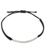 The bar has been raised, twice over. Single-cut diamonds (1/6 ct. t.w.) are set in YellOra™ and centered on a black parachute cord for a stunning effect. Bracelet adjusts to fit wrist. Approximate length: 11 inches.