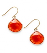 A touch of color livens any look. These stunning 10k gold earrings feature pear-cut carnelian stones (9 ct. t.w.) on french wire. Approximate drop: 1 inch.