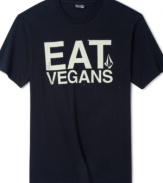 Carnivores unite! This medium weight t-shirt by Volcom will non meat-eaters know exactly how you feel.