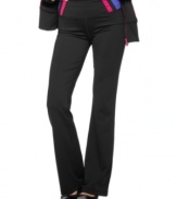 Getting active just got a little more stylish with these bootcut pants from Ideology! A thick banded waist provides coverage, comfort and a chic touch of color.