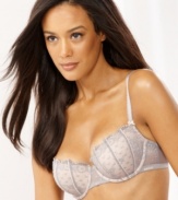 Get a some sexy support. DKNY's Jolie Nuit balconette bra features lined underwire cups with a beautiful gray lace overlay. Style #452112