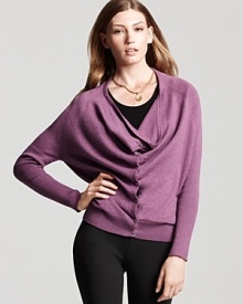 This Eileen Fisher organic cotton sweater puts a creative spin on the always-essential cardigan, fashioned with a plunging cowl neckline for an elegant drape.