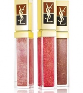 Dress your lips in sophisticated, high-shine shimmer with Yves Saint Laurent Golden Gloss, featuring sparkling 24-carat gold flecks (0.2%). With a complex of nourishing oils to protect and hydrate your lips and a fresh mango scent, these glosses are instant gratification for lips offering glamour and care together. Contains: Golden Gloss No. 2, 3, 10 