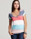 Softly hued stripes make this Splendid V-neck tee a must-have for spring.