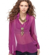 In a sheer chiffon fabric and relaxed shape, this Free People blouse is perfect for a dressed-up boho-chic look!