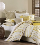 The Abstract Palm comforter set features a lush print of cress green over pure white 300-thread count cotton. The reverse offers a hint of modest khaki for a contemporary way to revisit native-inspired designs.