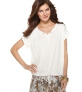 A boxy silhouette is a modern take on the tee - get the look in this Ellen Tracy top!