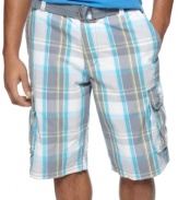 The coolest cargoes. These plaid shorts from Ecko Unltd add a note of streetwise style to your warm-weather look.