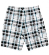 Greet the season in chill, surfer style with these plaid board shorts from O'Neill.