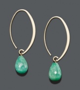 Liven up any look with a bright pop of color. A sweep of 14k gold highlights a faceted amazonite drop (6-3/4 ct. t.w.). Approximate drop: 1-1/2 inches.