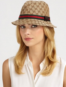 A classic fedora with plush leather trim.Brim, about 1.7565% polyester/35% cottonDry cleanMade in Italy