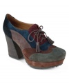 Multi-colored suede makes the Skelling platform pumps by Earthies really stand out. They're super cute and are full of comfortable details inside.