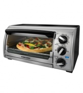 A marvelous countertop multi-tasker, this toaster oven from Black & Decker takes care of those smaller servings -- perfectly browned toast, crisp personal pizzas and much more  -- with space-saving efficiency. One-year limited warranty. Model Model TRO480.