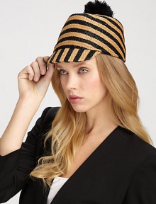 A striped design with a fun pom-pom. 55% viscose/45% cottonBrim, about 2Spot cleanMade in Italy