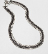 From the Chain Collection. A mix of rolo, wheat and curb sterling silver link chains in an elegant two-tone design. Two-tone sterling silverLength, about 18Toggle clasp closureImported 